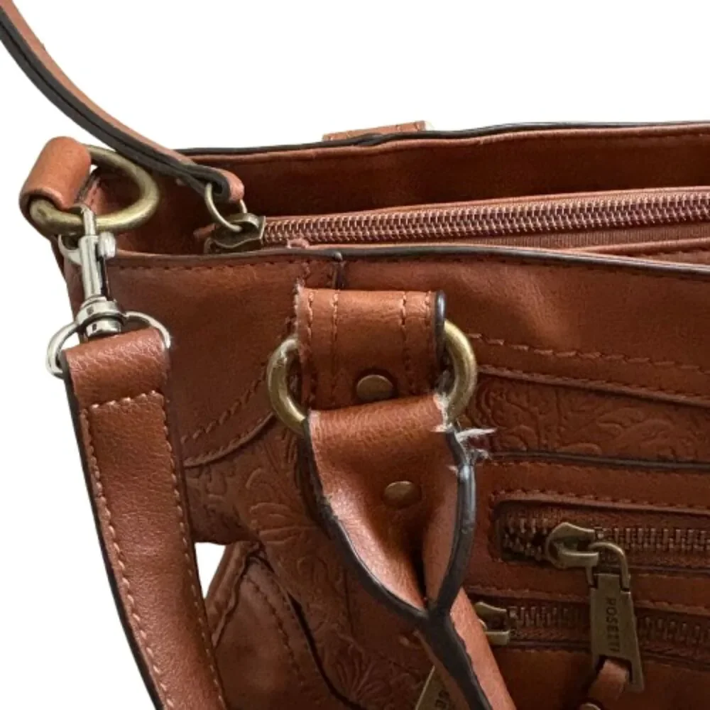 Rosetti Tooled Faux Leather Crossbody Bag Tan Western Bohemian‎ Floral - Picture 3 of 8